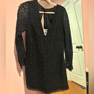 Free People Black Lace Long Sleeve Dress